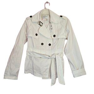 MaxMara Vintage White Trench Coat with Belted Waist
